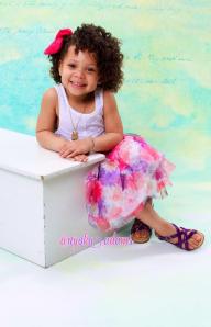 white bodice and floral skirt combo from Children's Place $14.95 purple gladiator sandals Children's Place $14.95